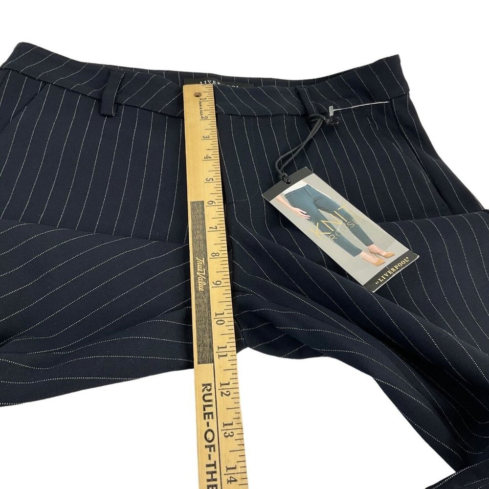 Liverpool Pants Womens 30" Blue Striped Knit Trouser Straight Leg Mid Rise $98 - Picture 5 of 8